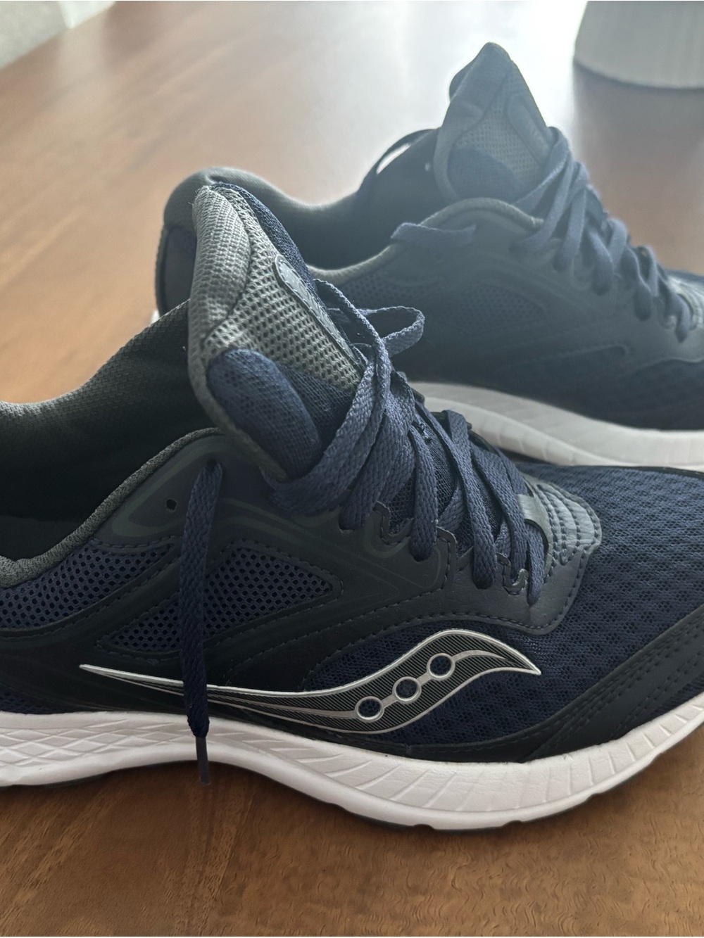 Saucony Men's Navy and Gray Running Shoes - Mesh Athletic Trainers